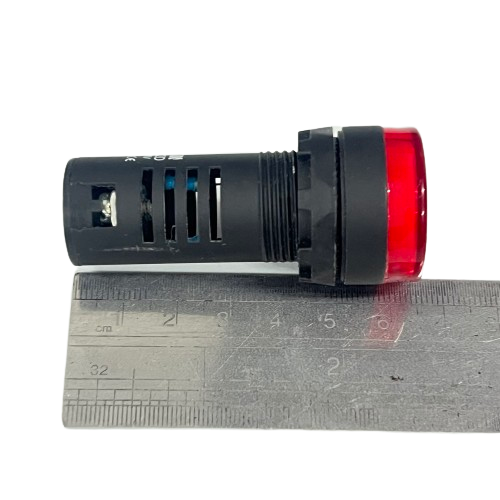 Sassin LED indicator lamp 22mm 36V Red compact panel mount indicator with red lens and threaded black housing