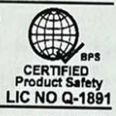 Certification label indicating product safety license number Q-1891 for electrical parts