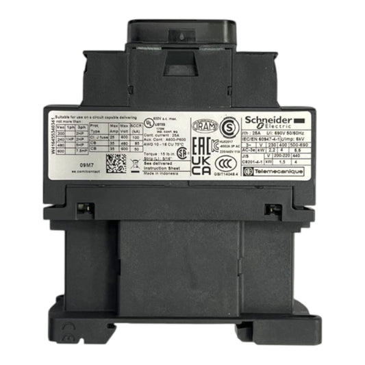 Schneider Contactor GRAY 9A 220V Coil LC1D09M7 for reliable electrical circuit control