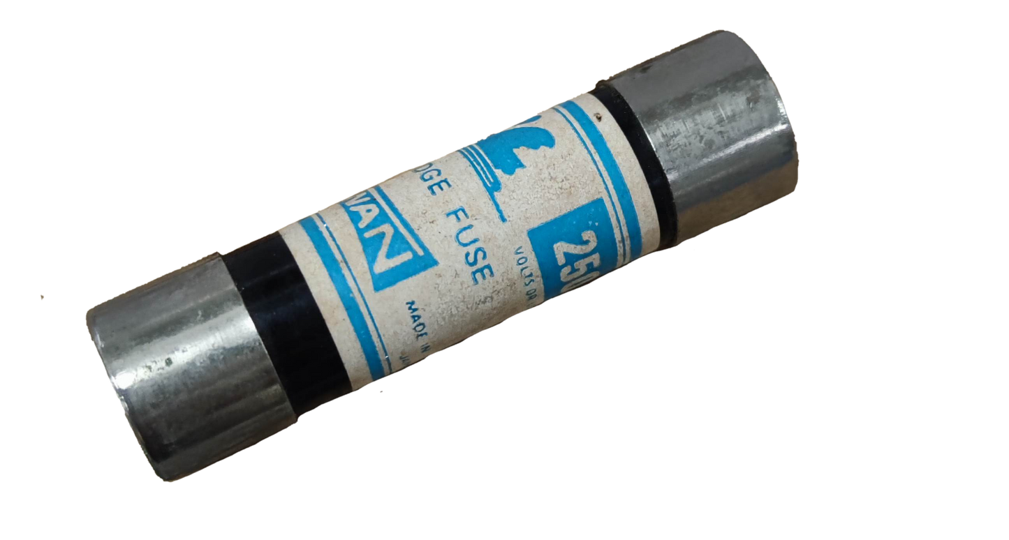 Swan 60A Cartilage Fuse 250V electrical component with metal end caps and labeled body