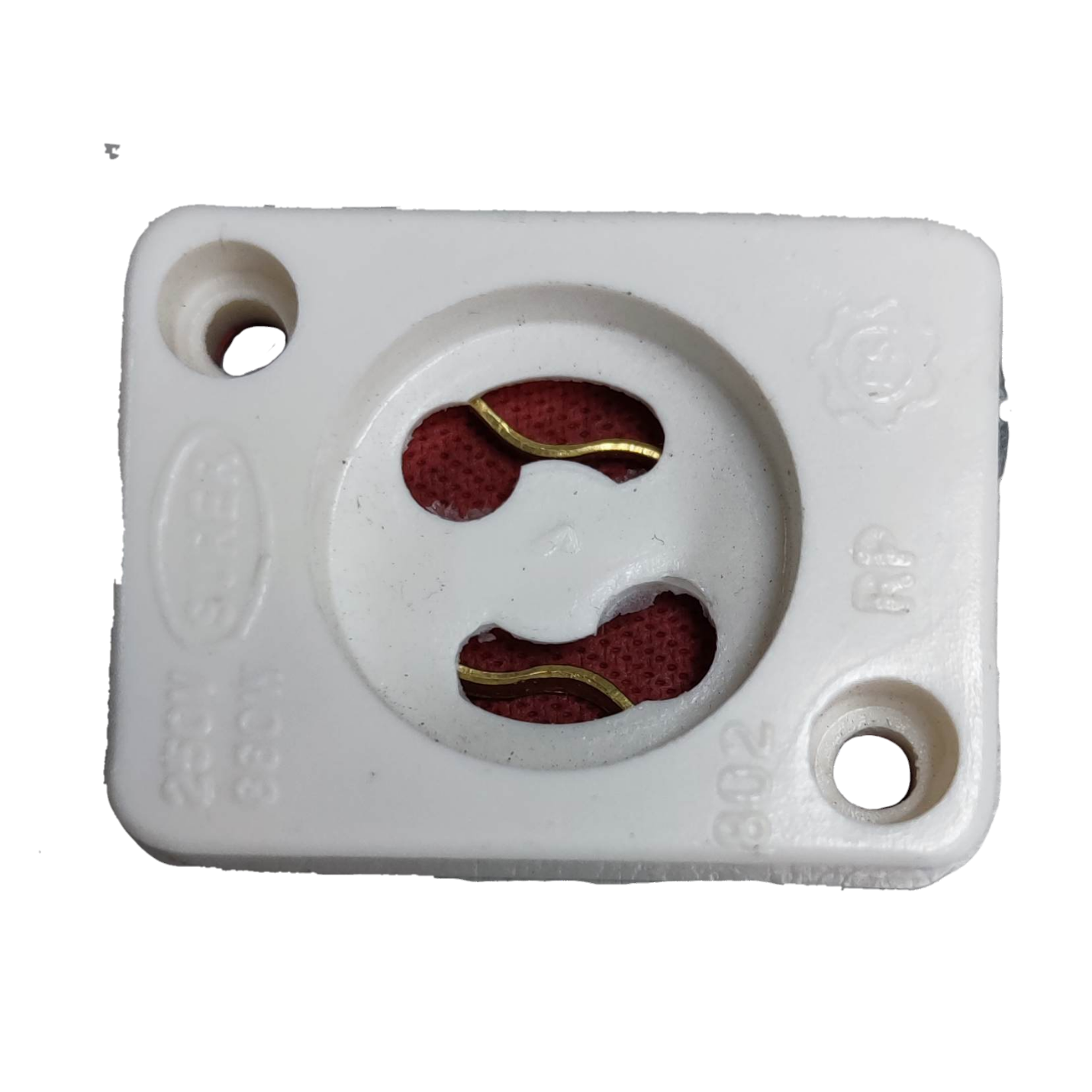 Surer Starter Holder Square 802 white electrical lighting accessory with two mounting holes