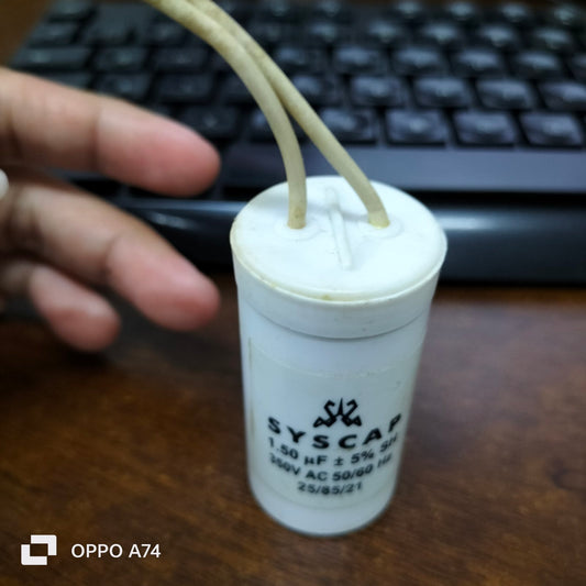 Syscap Capacitor 350V AC Electrical Part with Two Wires for Circuit Applications