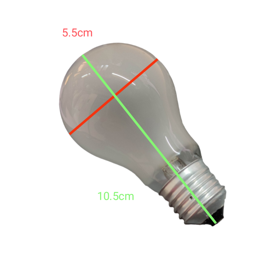 Taiyou 100W Incandescent Lamp E27 220V with glass bulb and metal screw base showing dimensions