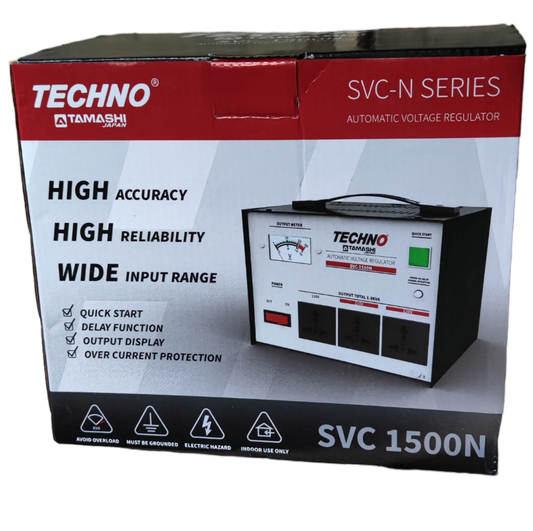 Techno Tamashi 1500W AVR Servo Motor 220V automatic voltage regulator box with high accuracy and wide input range