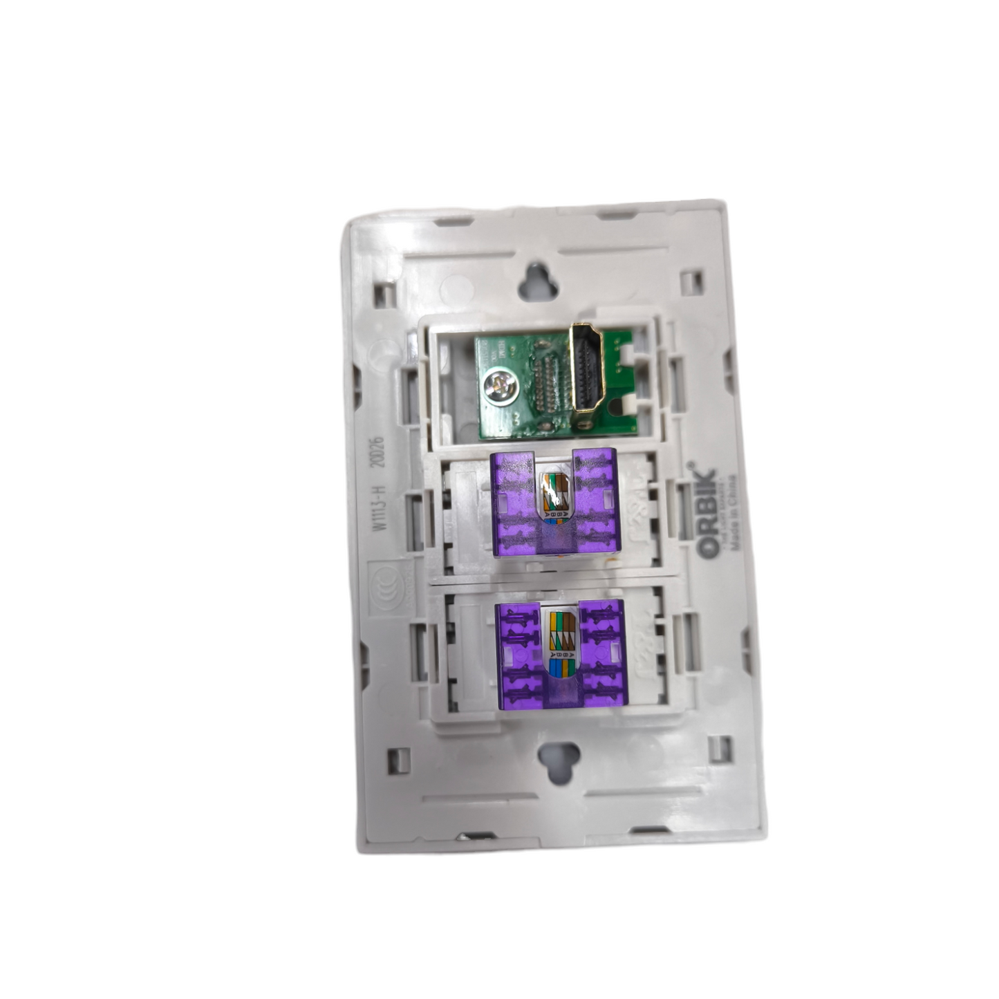 T&J 3 Gang 2 LAN CAT6 Outlet power point with network connections and plastic frame
