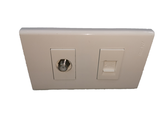 Royu Telephone Modular Jack and Cable TV Socket power point switch and plug with white faceplate