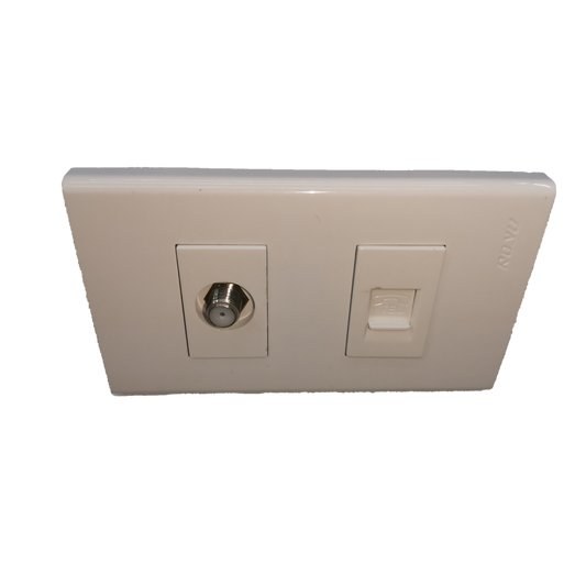 Royu Telephone Modular Jack and Cable TV Socket power point switch and plug with white faceplate