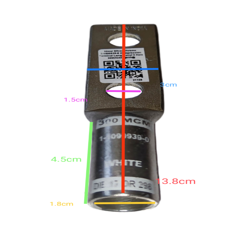 Utilux Terminal Lugs Long Barrel 2 Holes 300MCM electrical connector for heavy duty wiring