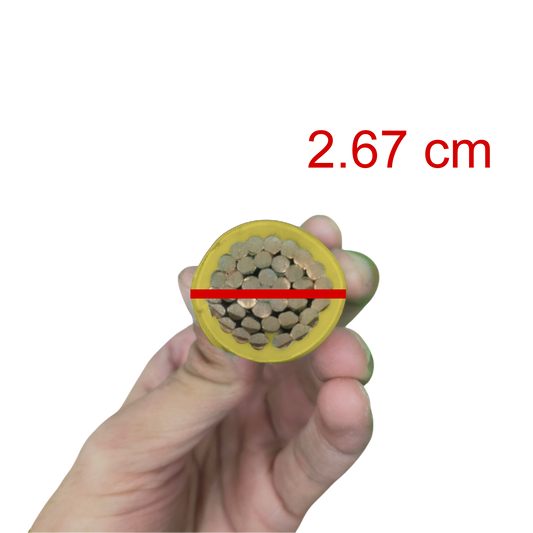 Philflex THHN and wires in hand, showcasing a cross-section diameter of 2.67 cm