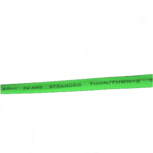 Phelps Dodge green wire labeled THWN Stranded AWG 8 Green for electrical wiring