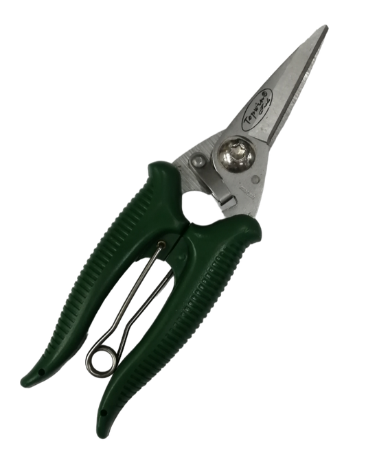 Topwin 7 Inches wire cutting scissors for electricians with green ergonomic handles and stainless steel blades
