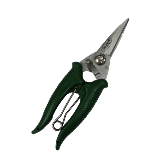 Topwin 7 Inches wire cutting scissors for electricians with green ergonomic handles and stainless steel blades