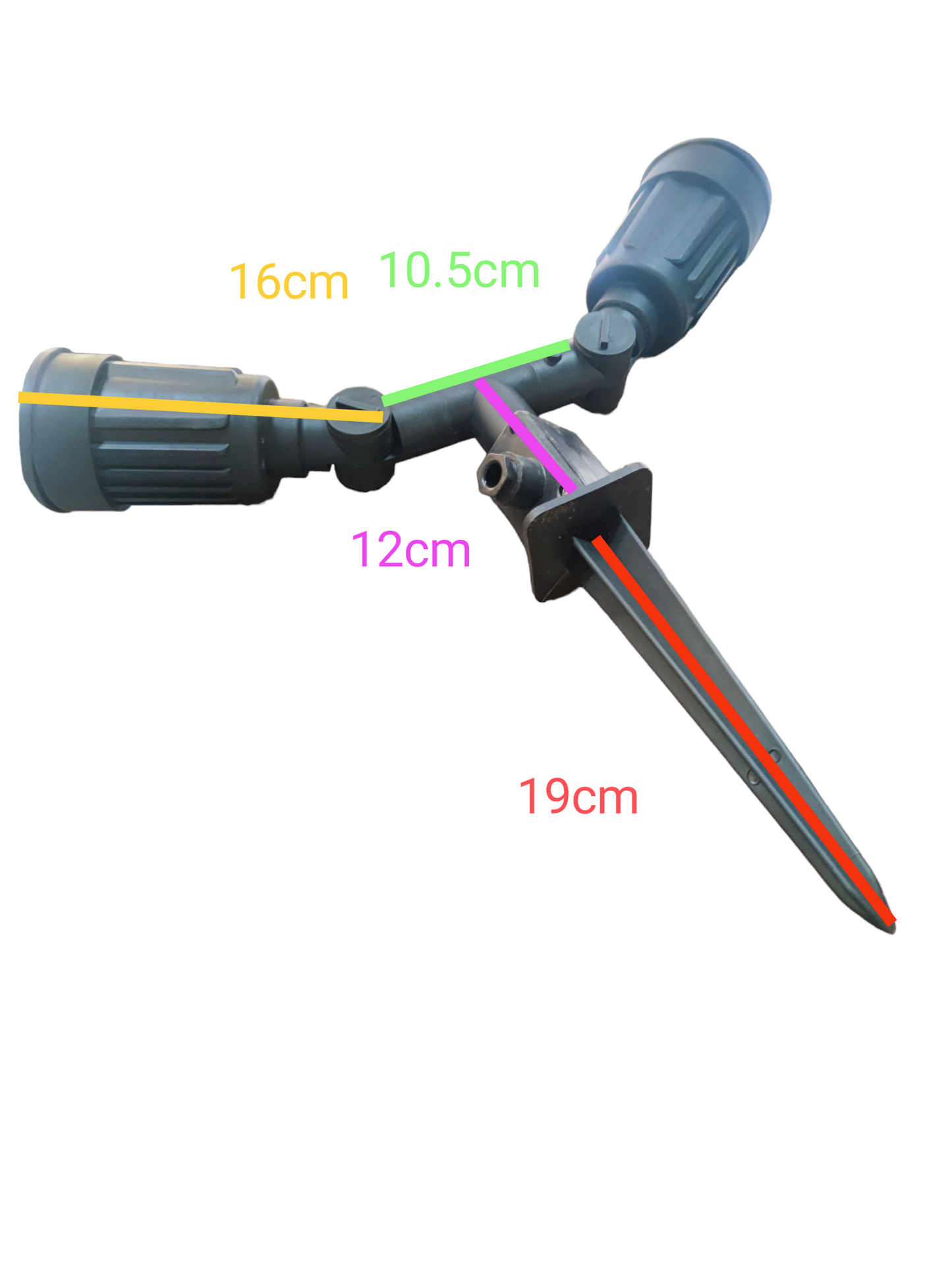 Twin Garden Lamp Holder 220V 200W outdoor lighting with dual adjustable lamp sockets and ground spike