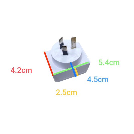Type B to Type I plug adapter with compact design and dimensions for travel and power conversions