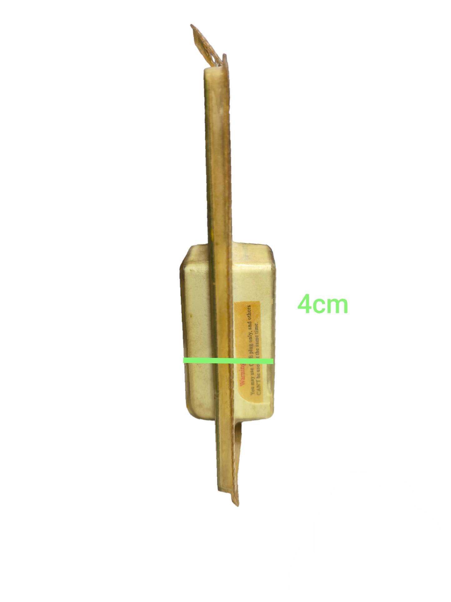 Side view of a beige Travel Adaptor Converter 10A 250V showing its slim 4cm width