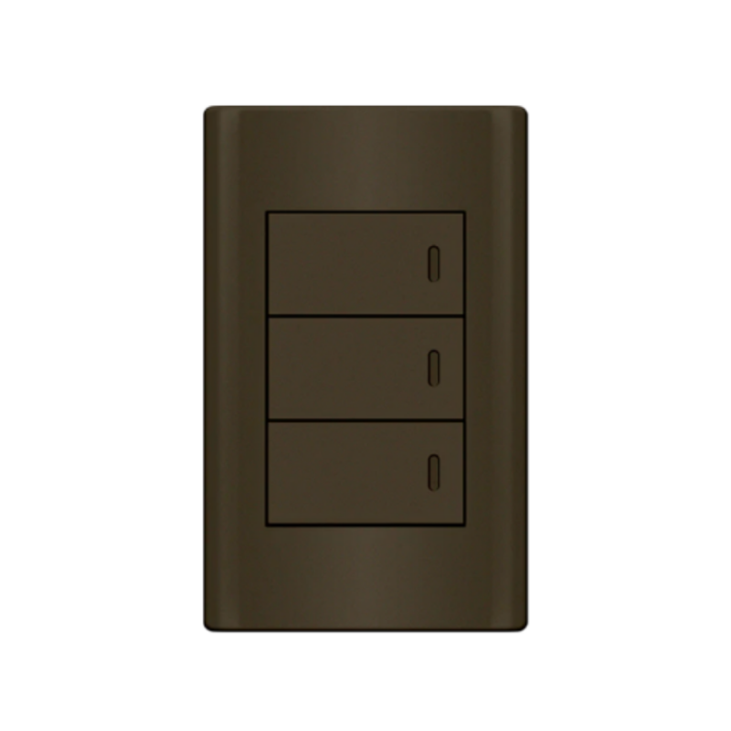 Electx Electrical Supply 3 Gang dark gray electrical switch plate with three toggle switches