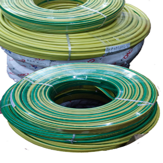 Grippes 50mm Grounding Cable coiled in green and yellow wires for electrical safety applications