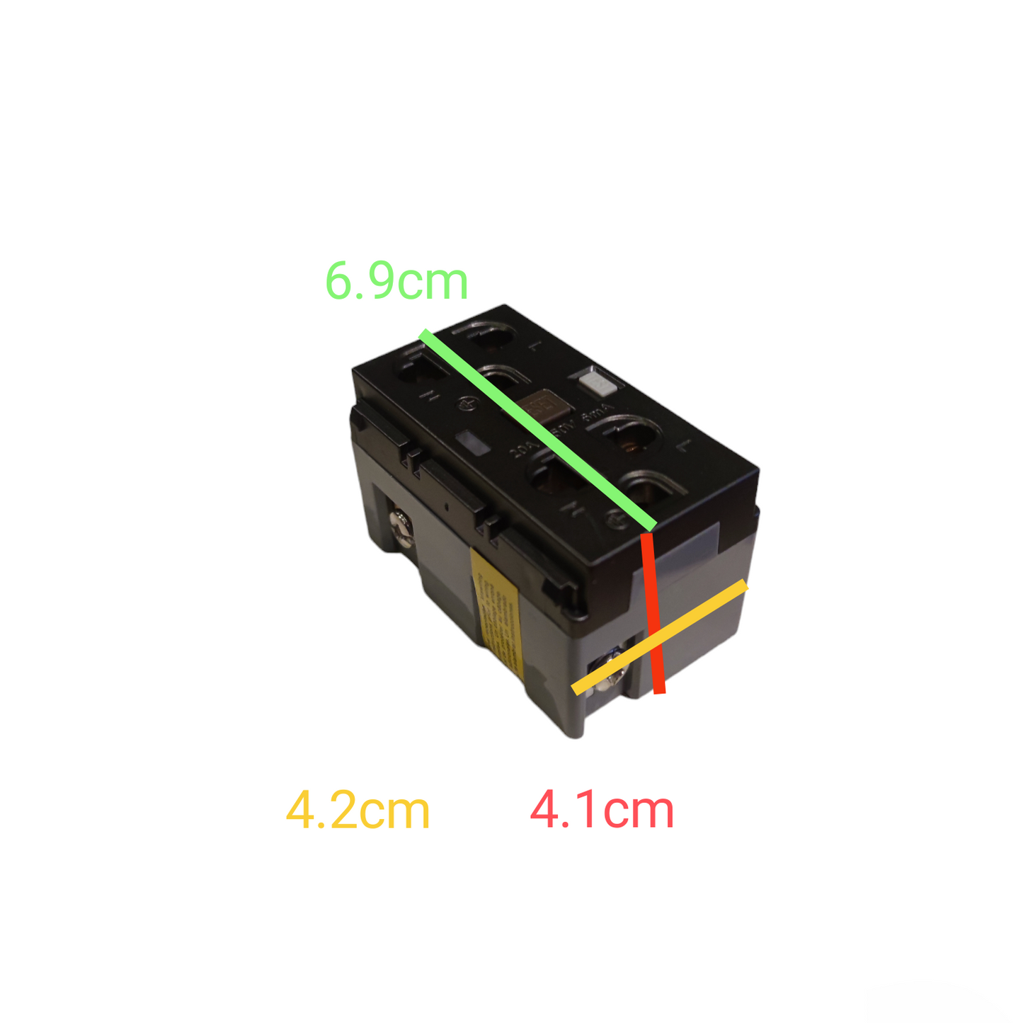 Royu GFCI Duplex Universal Outlet 20A 220V black electrical power point with dimension markings