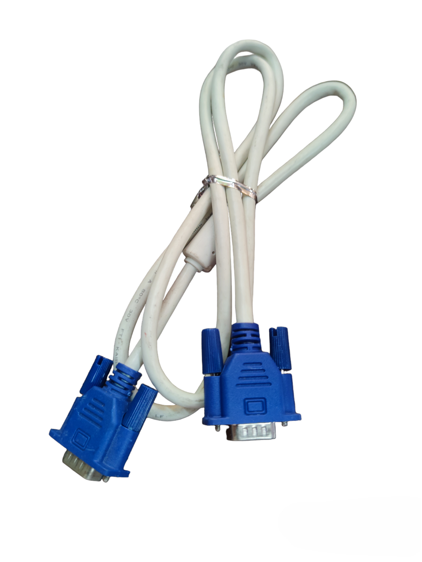 Grippes VGA Cable 1.5 Meters Male to Male with blue connectors and white cable