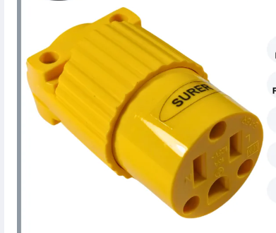 Surer Flat Pin Outlet with Ground Plug Cord Connector Type 15A 125V AC #521