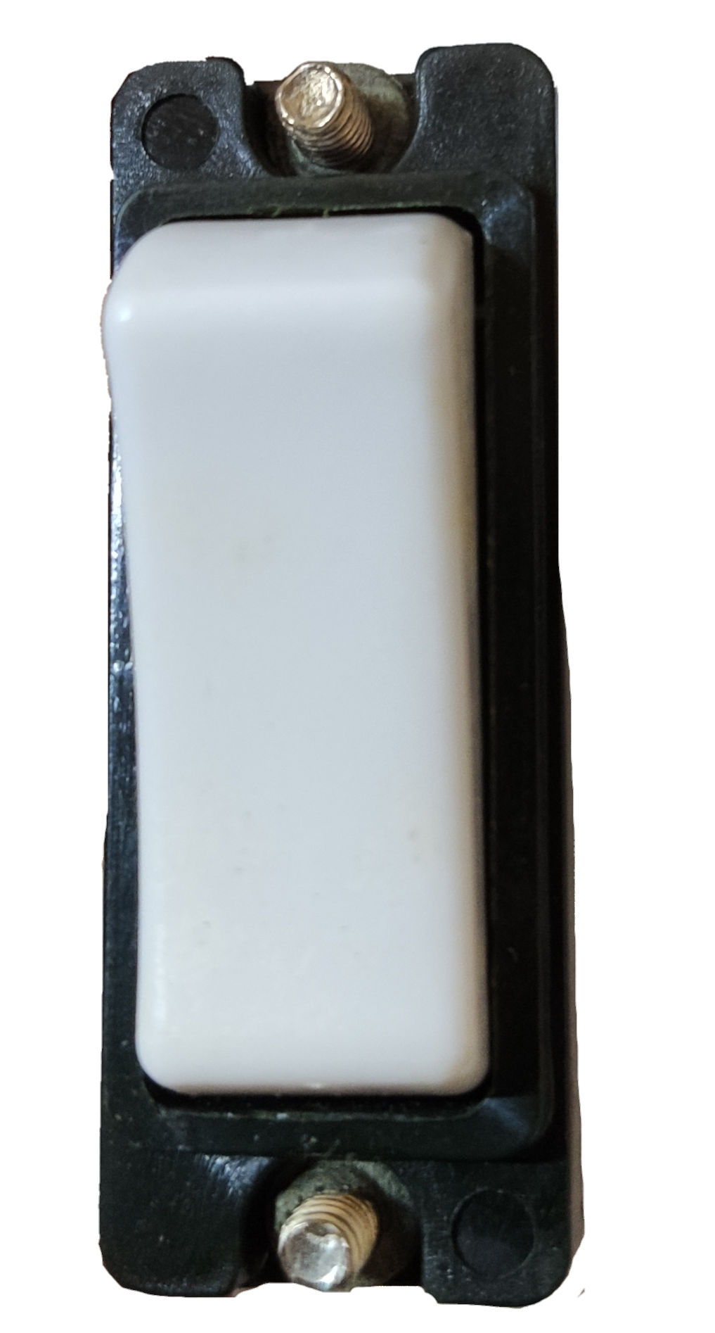 Vimar 3 way switch 10A with white toggle and black mounting plate from Electx Electrical Supply