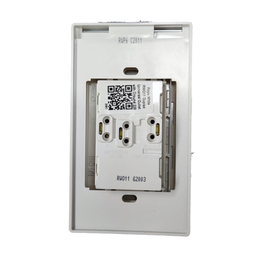 Royu Weatherproof Duplex Universal Outlet Wide Series white electrical power outlet with dual sockets