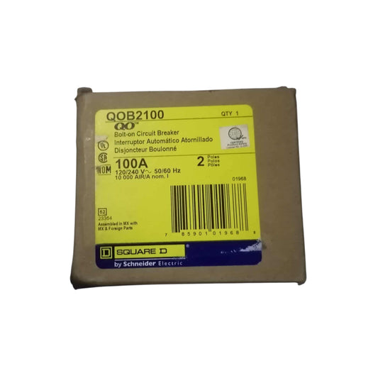 Square D 100A 2Pole 10KAIC 220V Bolt On Circuit Breaker SE-QOB2100
