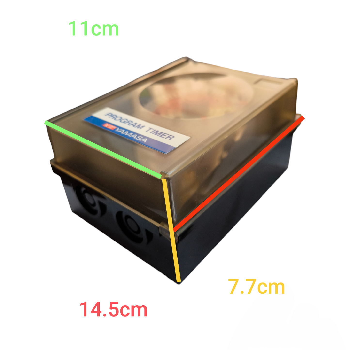 Yamasa 24 Hour Programmable Timer 3A 220V for scheduling appliances with clear top cover