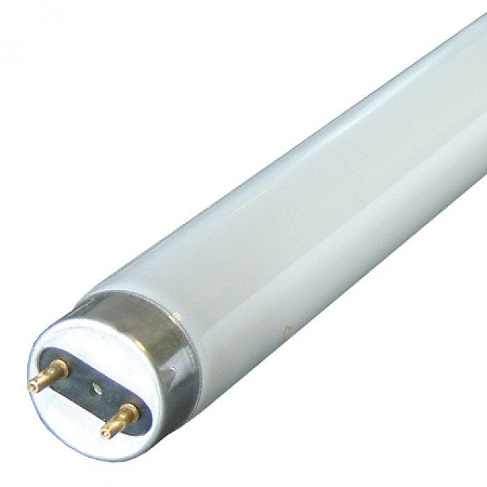 Close-up of a 10W fluorescent tube light with metal pins showcasing energy-saving compact linear lamp