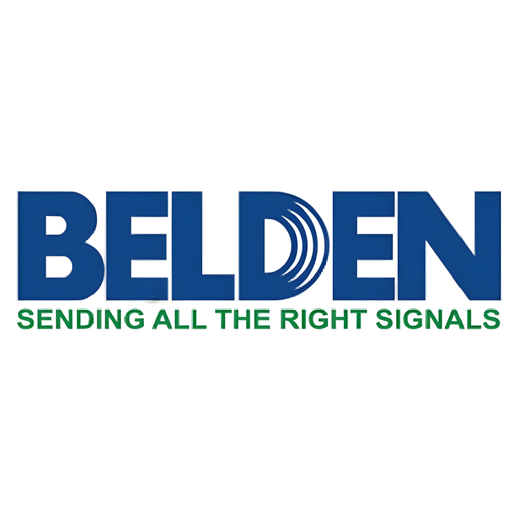 Belden wiring solutions logo with blue text and tagline sending all the right signals