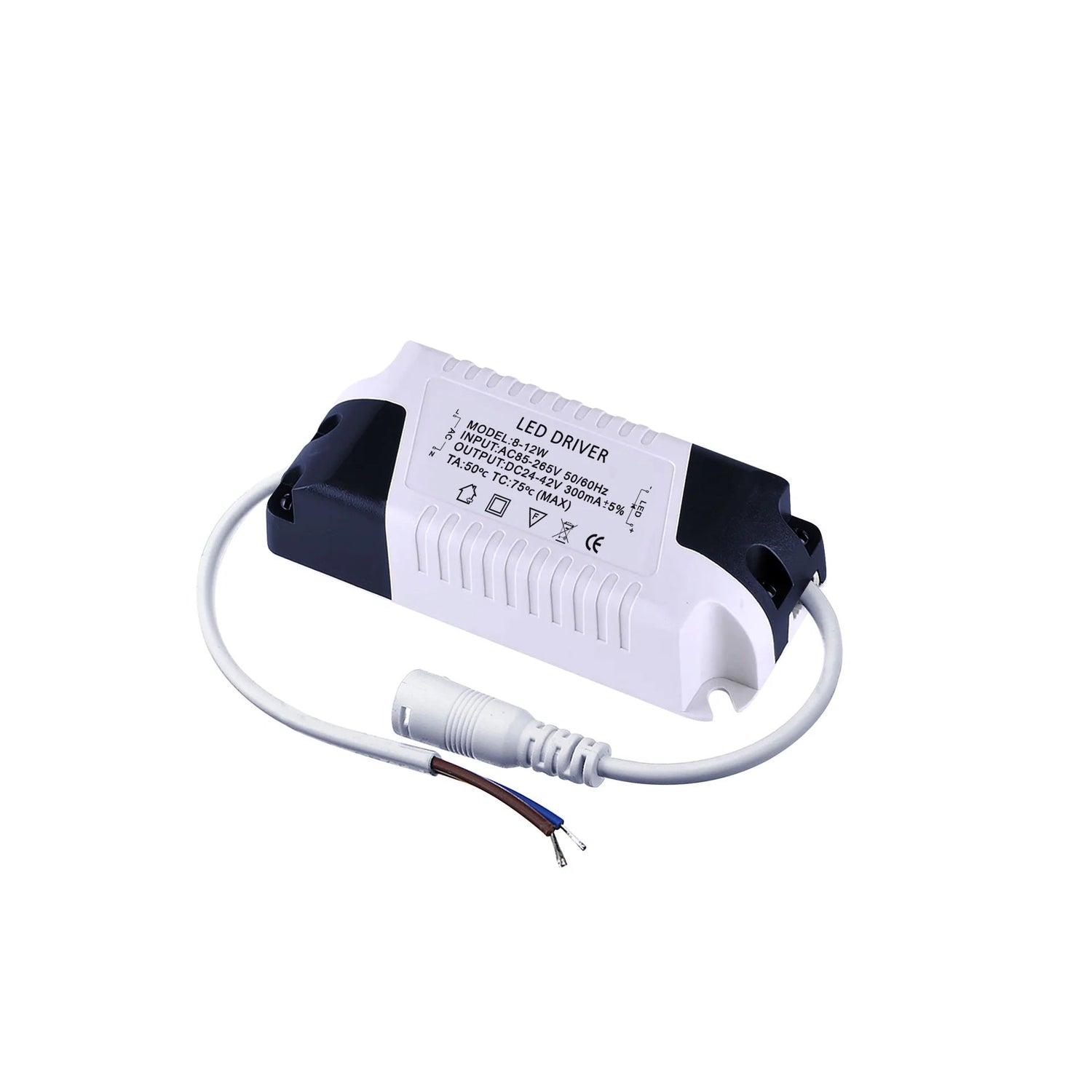 Compact LED driver for lighting with input and output wires for stable voltage and current conversion