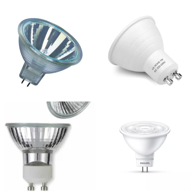 Various halogen MR-16 bulb replacement options featuring different shapes and designs for versatile lighting needs