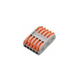 Compact electrical connectors for wiring with multiple orange lever terminals for safe wire connections