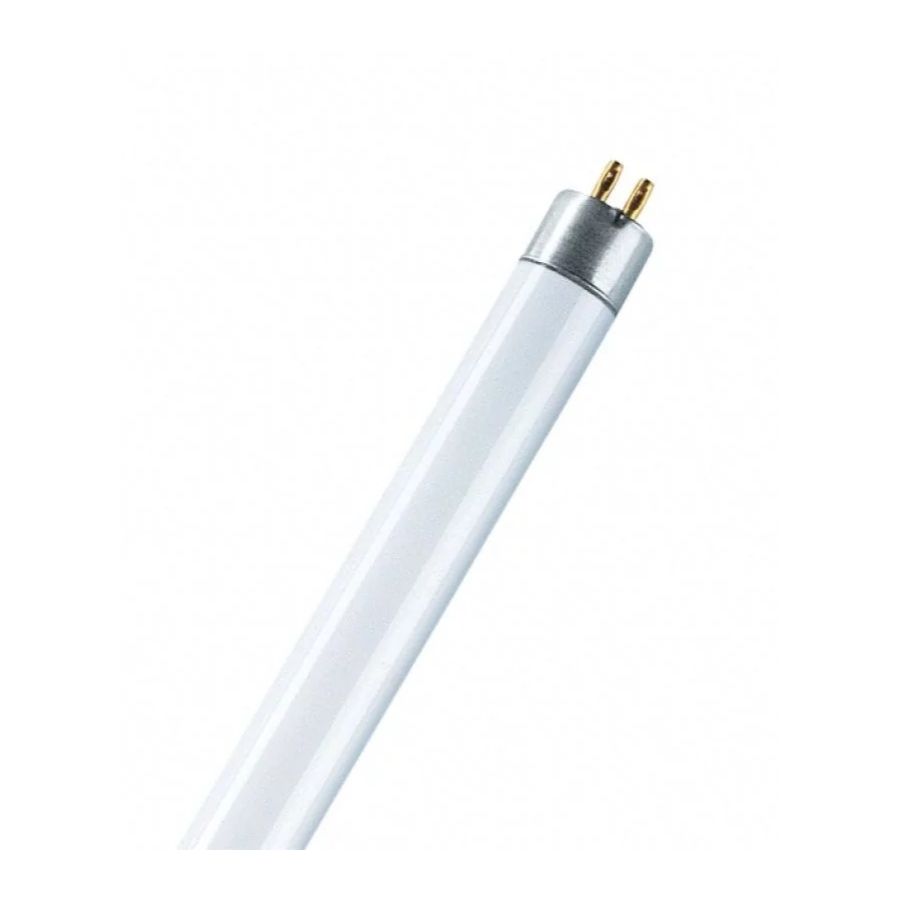 Slim T5 fluorescent tube light with metal pins, ideal for energy-efficient indoor lighting in offices and commercial spaces