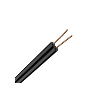 Close-up of outdoor telephone drop wire with two copper conductors and black insulation from outdoor telephone drop wire supplier