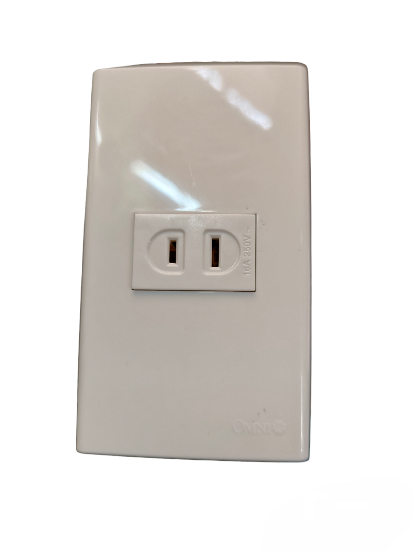 Omni 1 Gang Flat Pin Outlet 15A 250V with Plate WWP-110+WWR-200