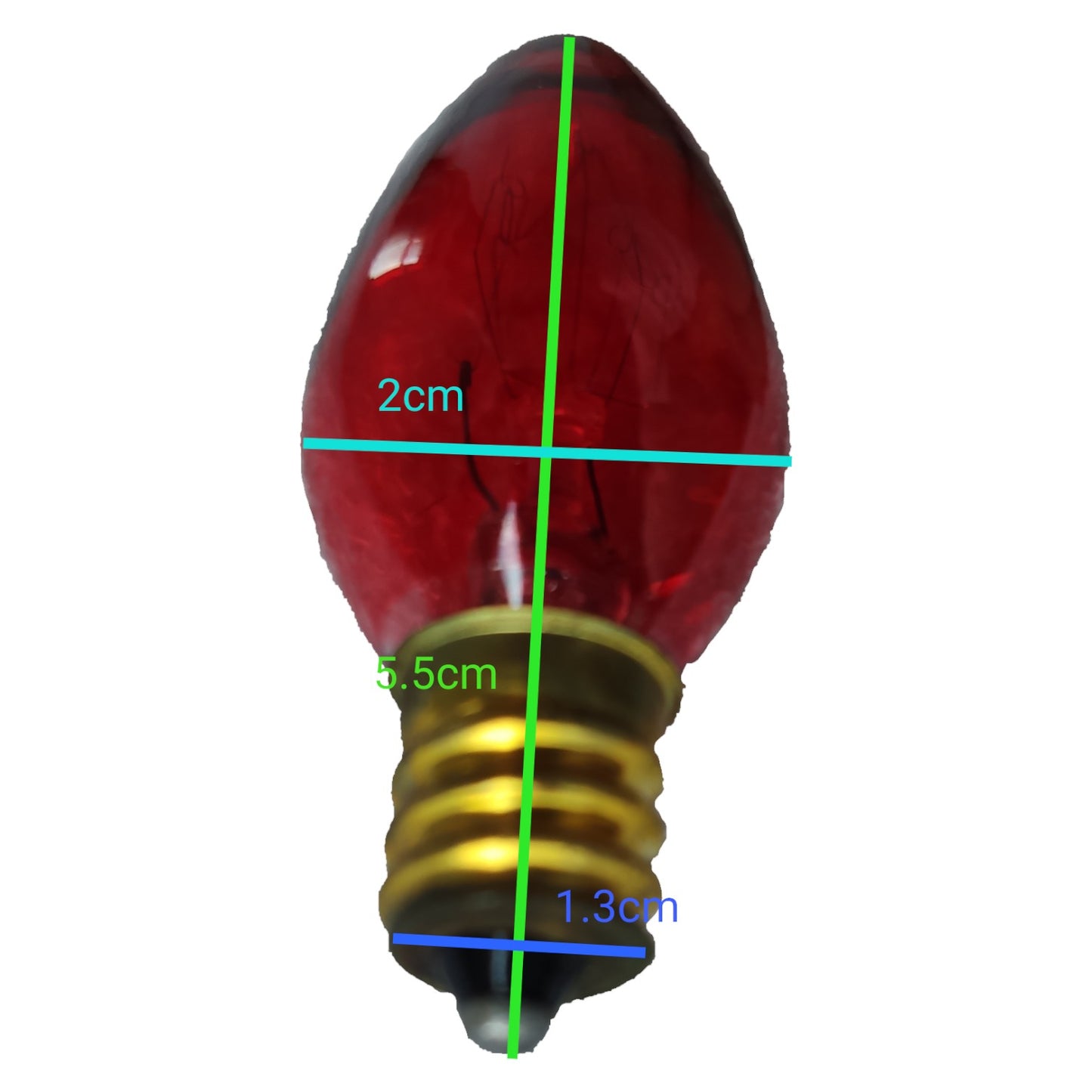 Pollux 5W Pilot Light E12 220V C7 1/2 Small Candle Shape Bulb Clear Tint Color Available in Clear, Green, Red, Blue and Yellow