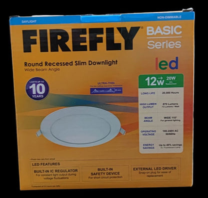 Firefly 12W LED Round Recessed Slim Downlight Daylight 220V