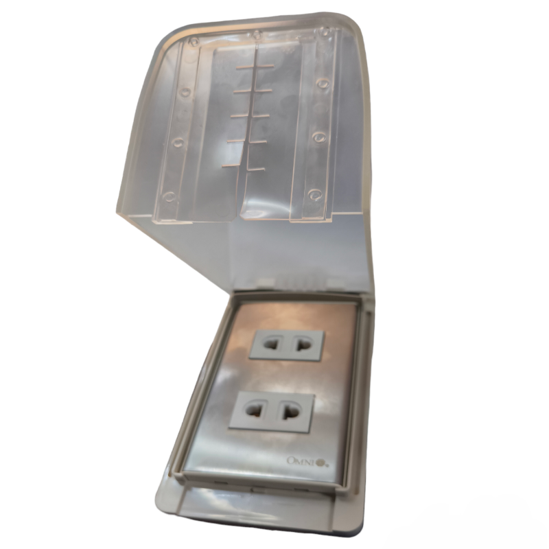 Omni Weatherproof 2 Gang Universal Outlet 15A 250V with Stainless Plate Cover WPP-605+WWP-112S+(WWU-200x2)