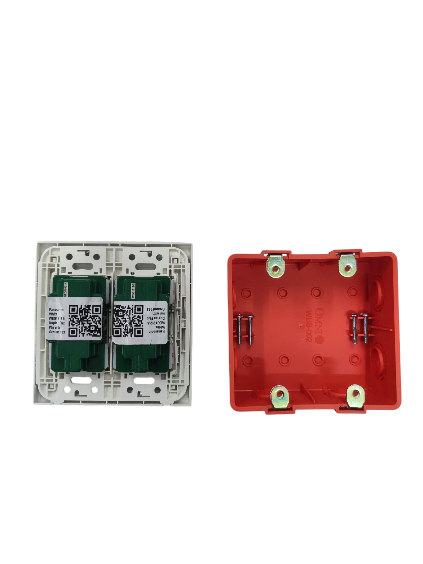 Panasonic 4 Gang Flat Pin Outlet with Ground 16A 220V WEG6806+(2XWEG1512-5)+Utility Box