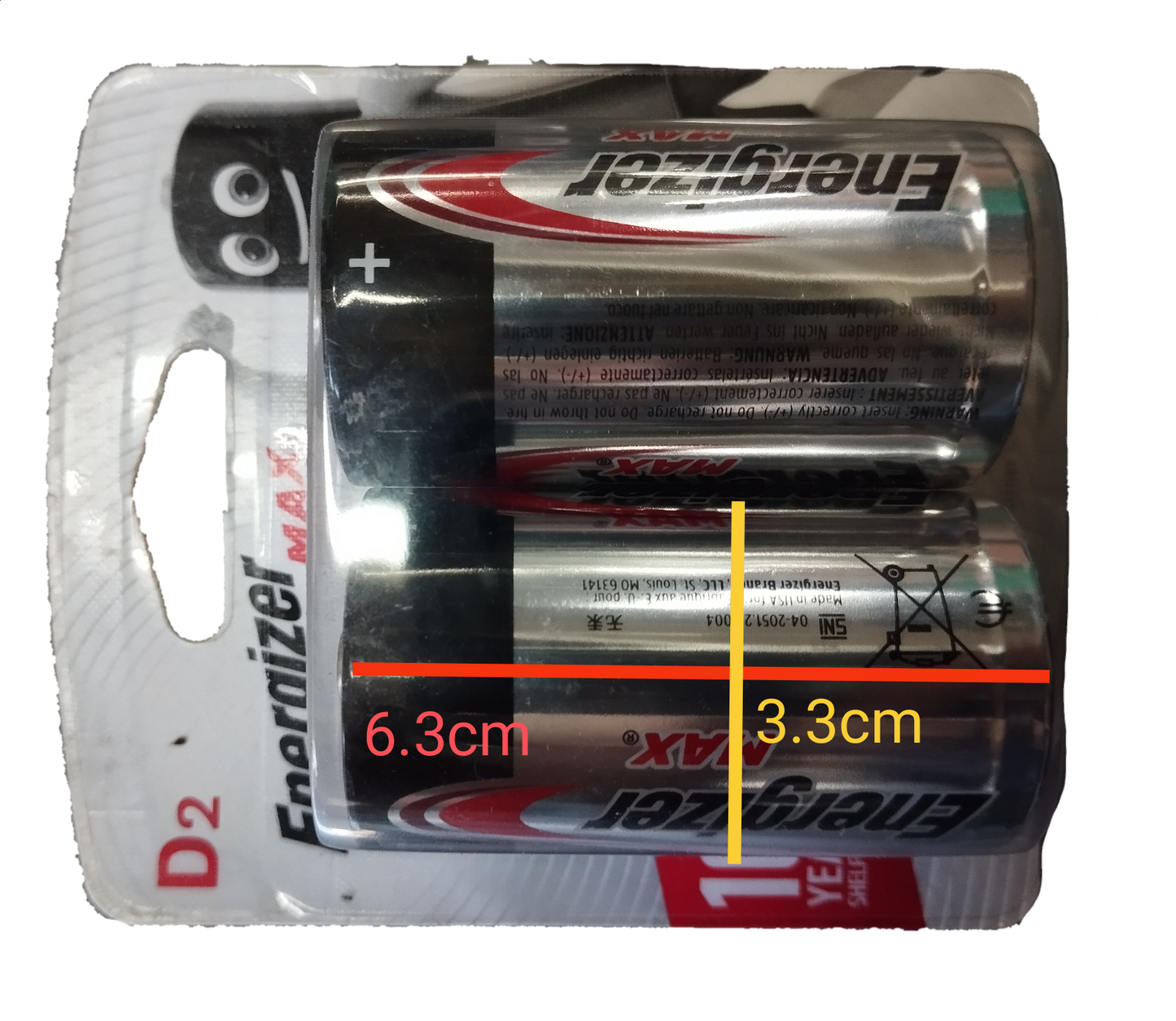 Energizer Size D Alkaline Battery 1.5V LR20 Packs of 2
