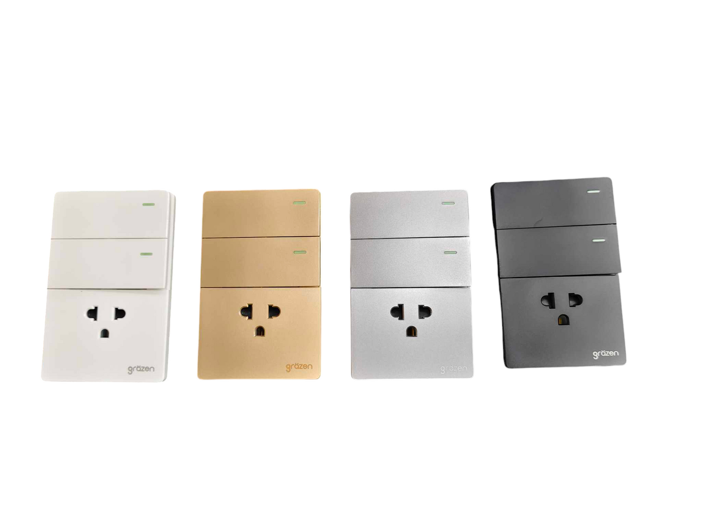 Grazen 2 Gang  1 Way Switch with 1 Gang Universal Outlet with Ground 16A 220V GW-009