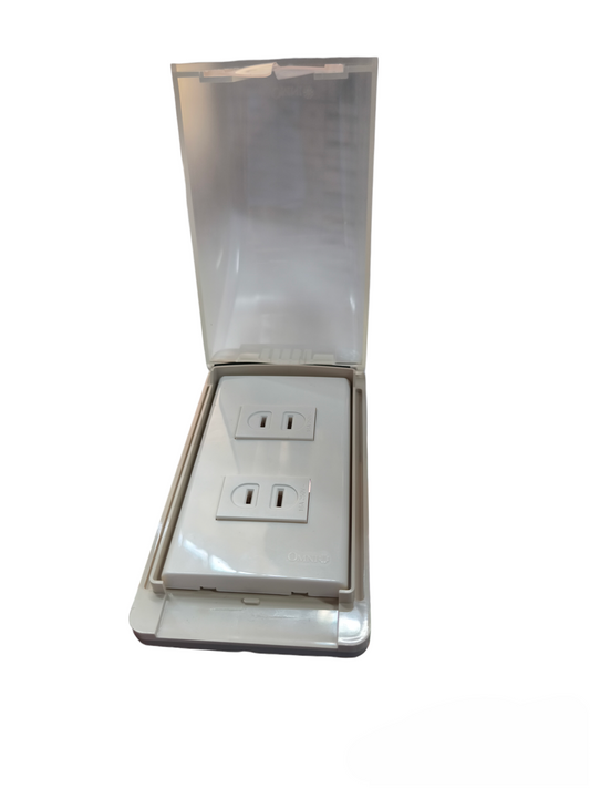 Omni Weatherproof 2 Gang Flat Pin 15A 250V with Plate WPP-605+WWP-112+(WWR-200x2)