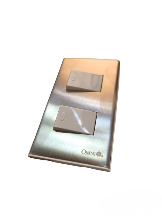 Omni 2 Gang 1 Way Switch with Stainless Plate WWP-112S+(WWS-213x2)