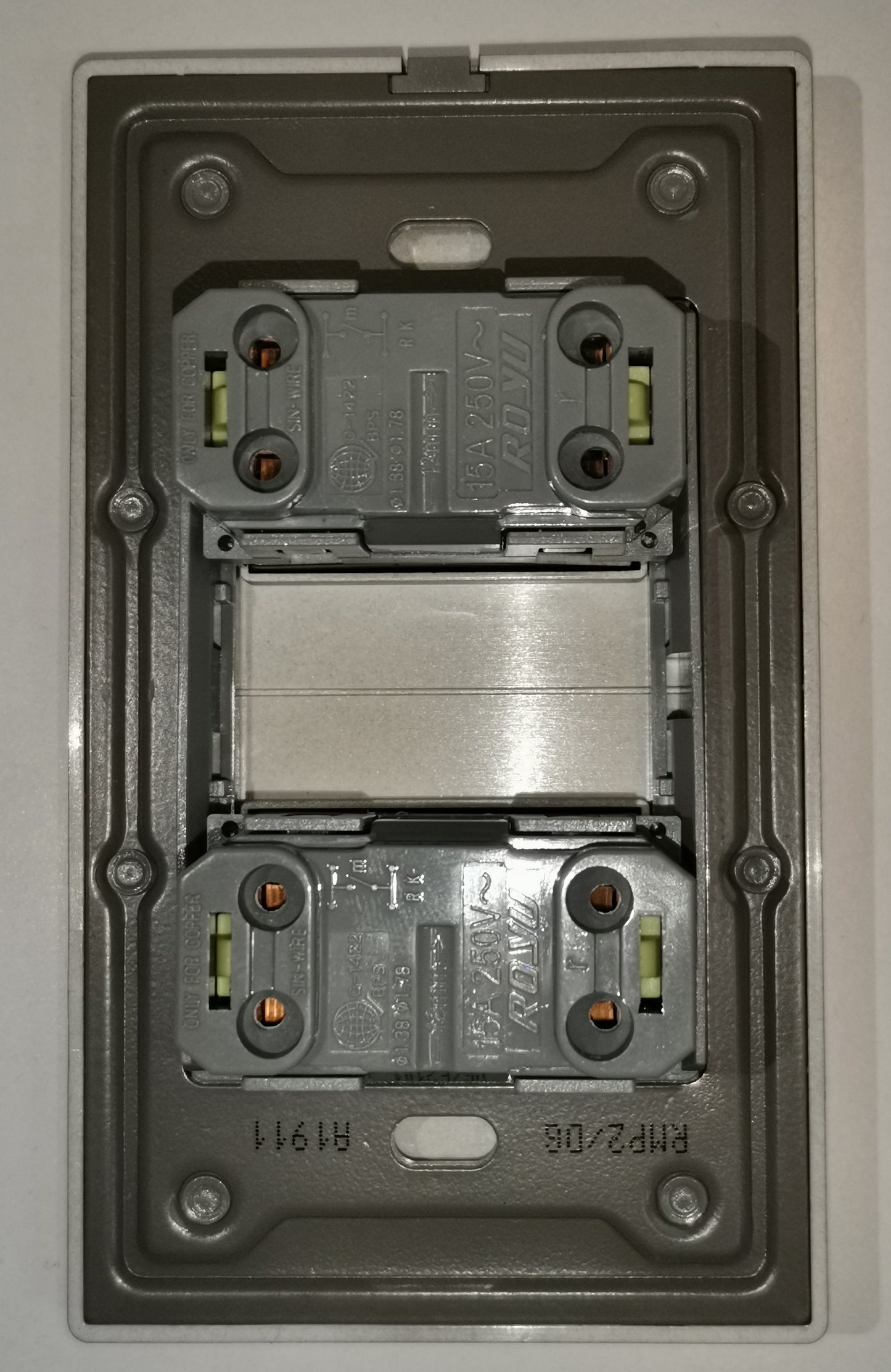 Royu 2 Gang 1 Way Switch with Plate Dark Gray