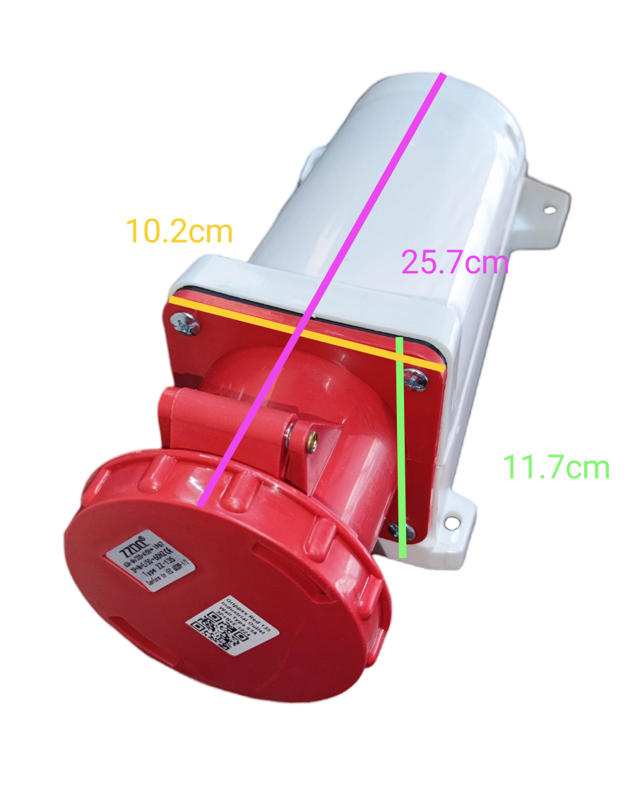 Grippes 63A 3P+E+N Industrial Outlet 5 Pins 220V IP67 #135 Wall Type IEC309-2