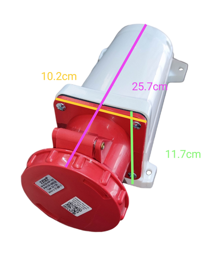 Grippes 63A 3P+E+N Industrial Outlet 5 Pins 220V IP67 #135 Wall Type IEC309-2