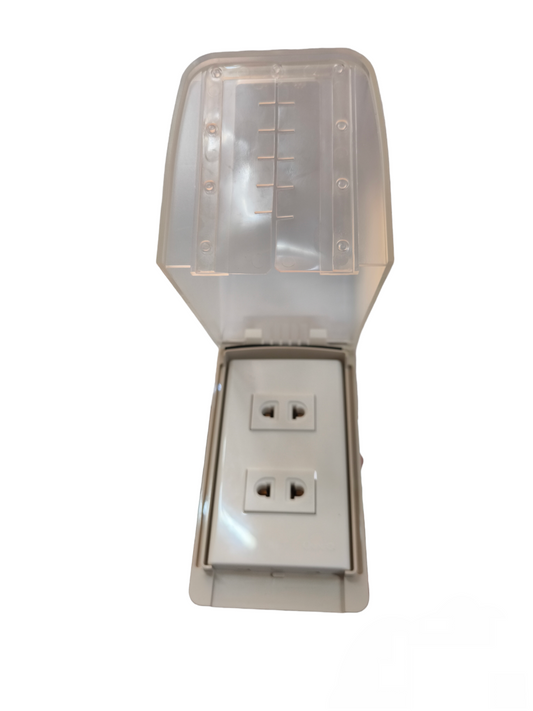 Omni Weatherproof 2 Gang Universal Outlet 15A 250V with Plate Cover WPP-605+WWP-112+(WWU-200x2)
