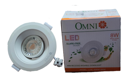 Omni 8W LED Movable Downlight 220V Warm White 3000K, 8W Mini Recessed Movable Downlight 550 Lumens