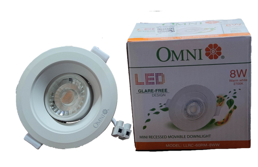 Omni 8W LED Movable Downlight 220V Warm White 3000K, 8W Mini Recessed Movable Downlight 550 Lumens